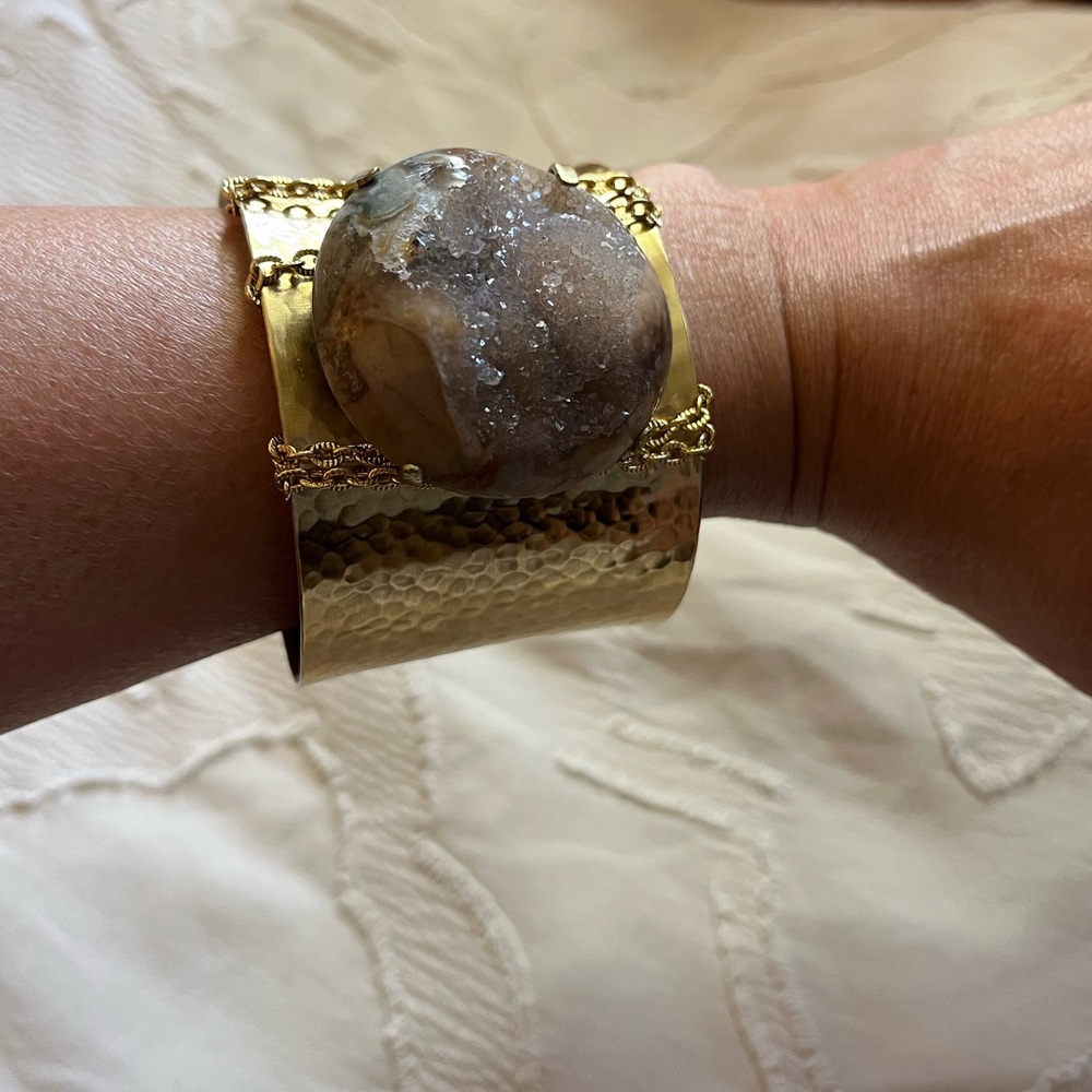 Hand Crafted Gold Geode Cuff Bracelet